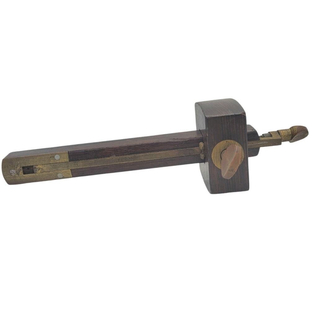Antique Rosewood Brass Mortise Marking Gauge 1872 Patent Rustic Cottagecore